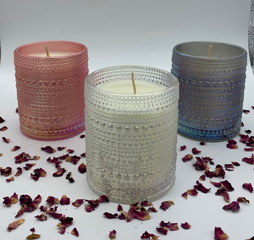 Beautiful lux soy candle with hidden crystal inside